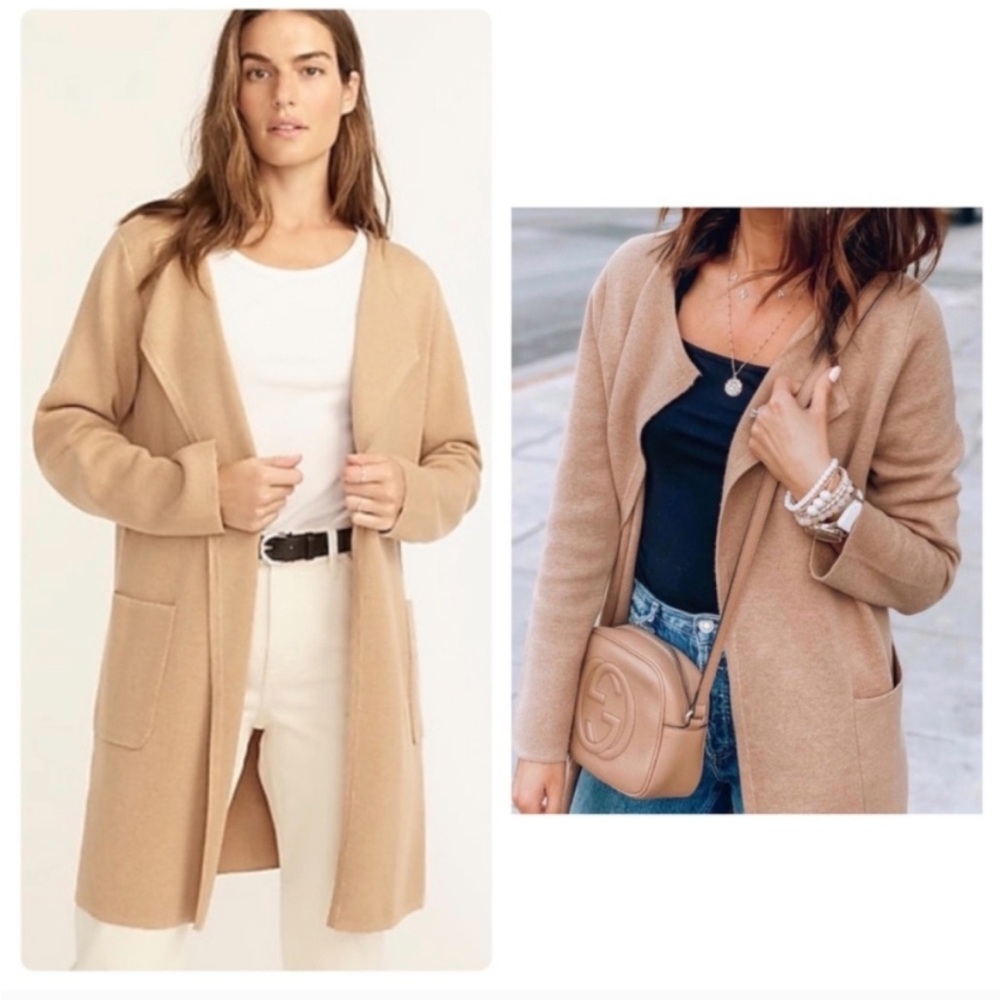 J. Crew Camel Open-Front Long Cardigan